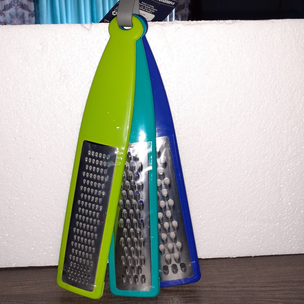 Hand Grater Set 3 Piece Assorted Silicone Handles